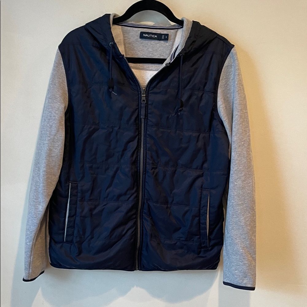 Nautica Blue and Gray Hooded Jacket